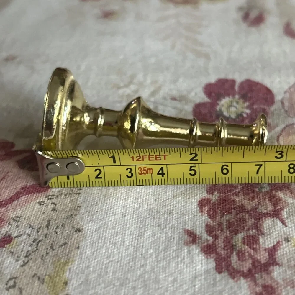 Vintage Gold Tone 3 Inch Mini Candle Stick For Doll- Holds Mini Candle